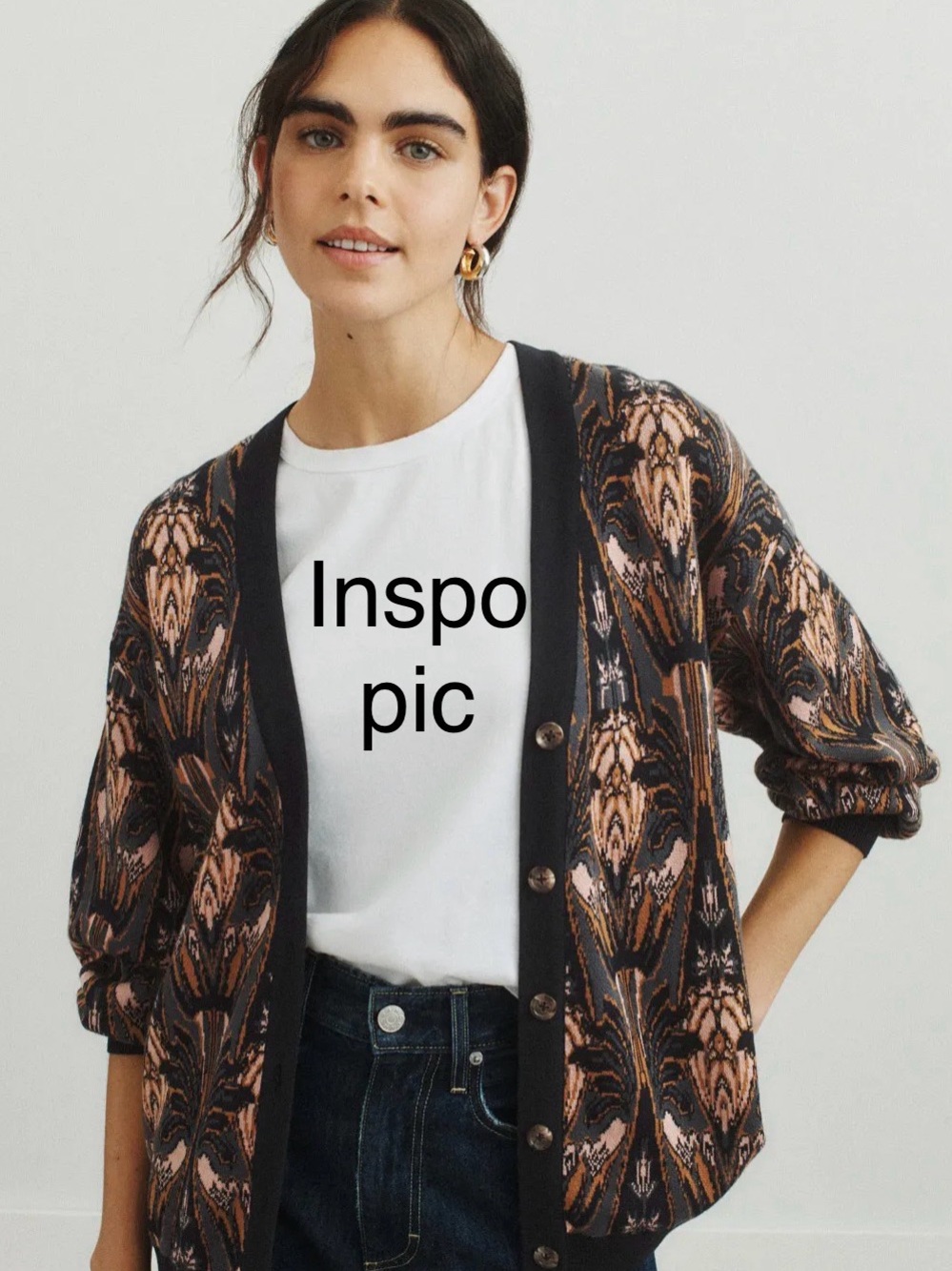100% Wool Ralph Lauren Navy Cardigan with Multicolor Paisley Panel